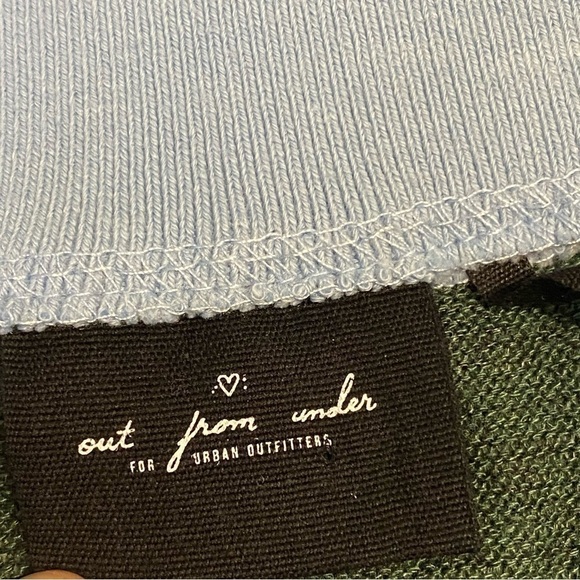 Urban Outfitters Out From Under Crop Long Sleeve Half Zip Blue Stripe Collar, M - Picture 3 of 10